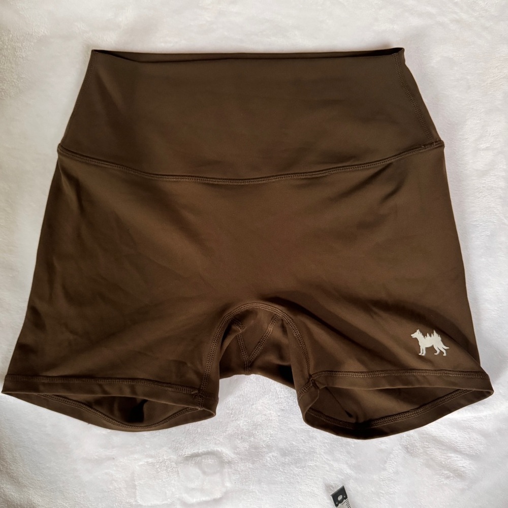 Brown Bike Shorts with High Waistband